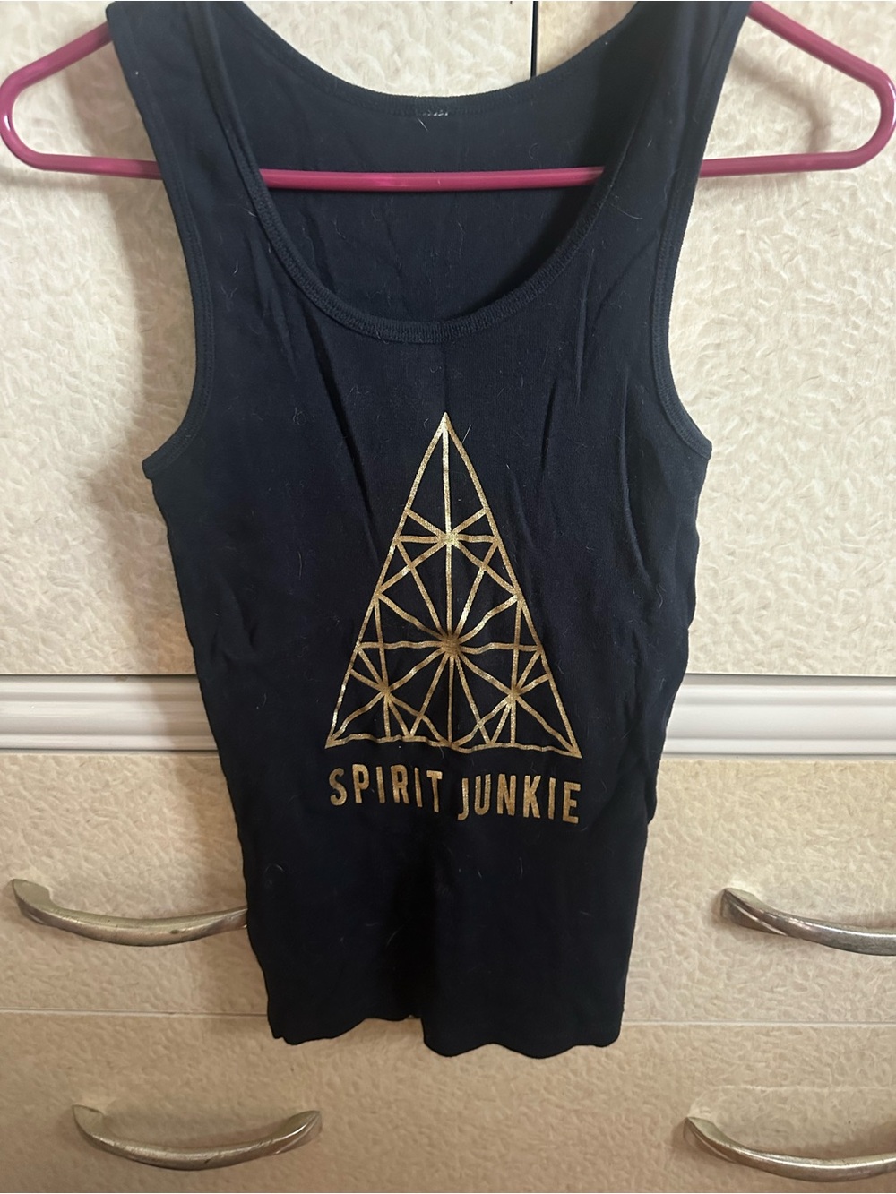 Spiritual Gangster Black Tank with Gold Geometric Foil